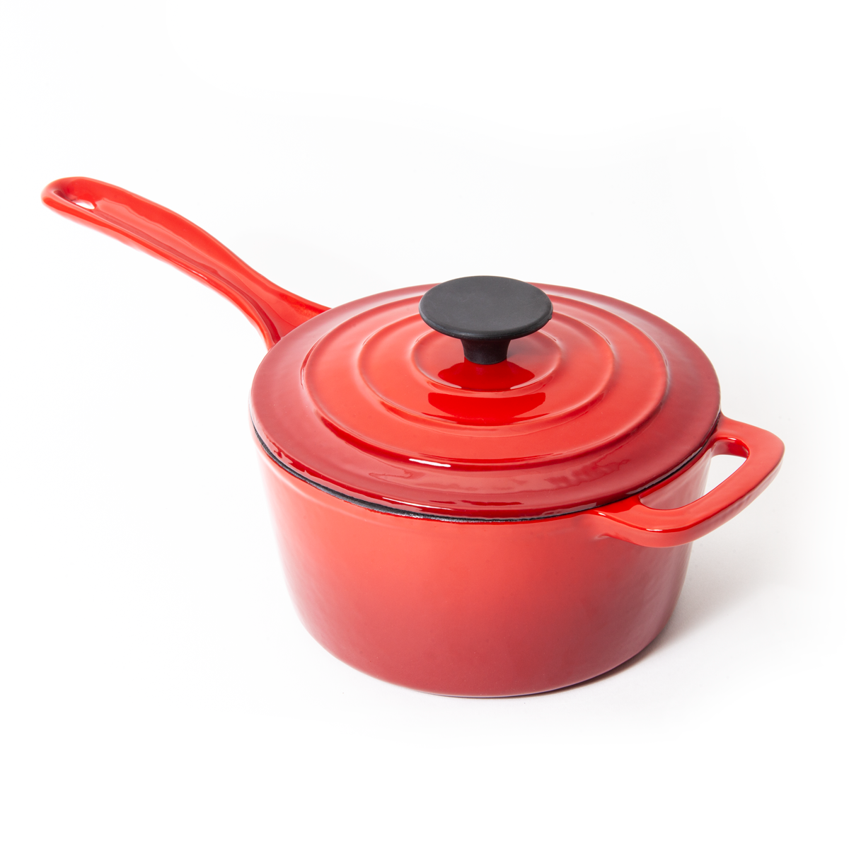 Enameled Cast Iron 2 Quart Sauce Pan with Lid - Red – Eco + Chef